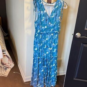 Sundance Blue and White Floral Maxi Dress